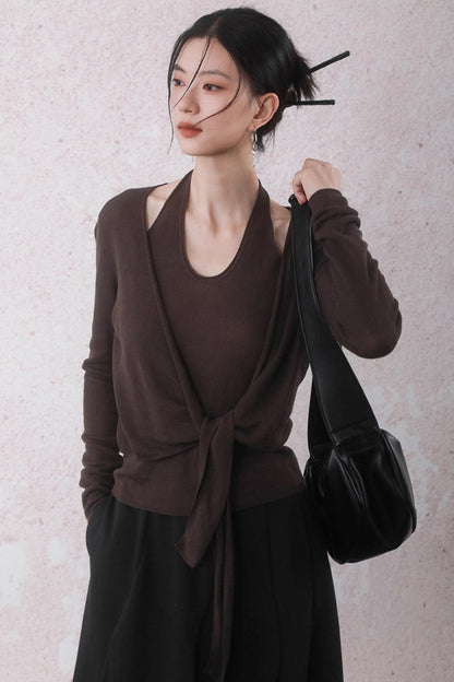 Autumn Mocha Brown Knitted Sweater