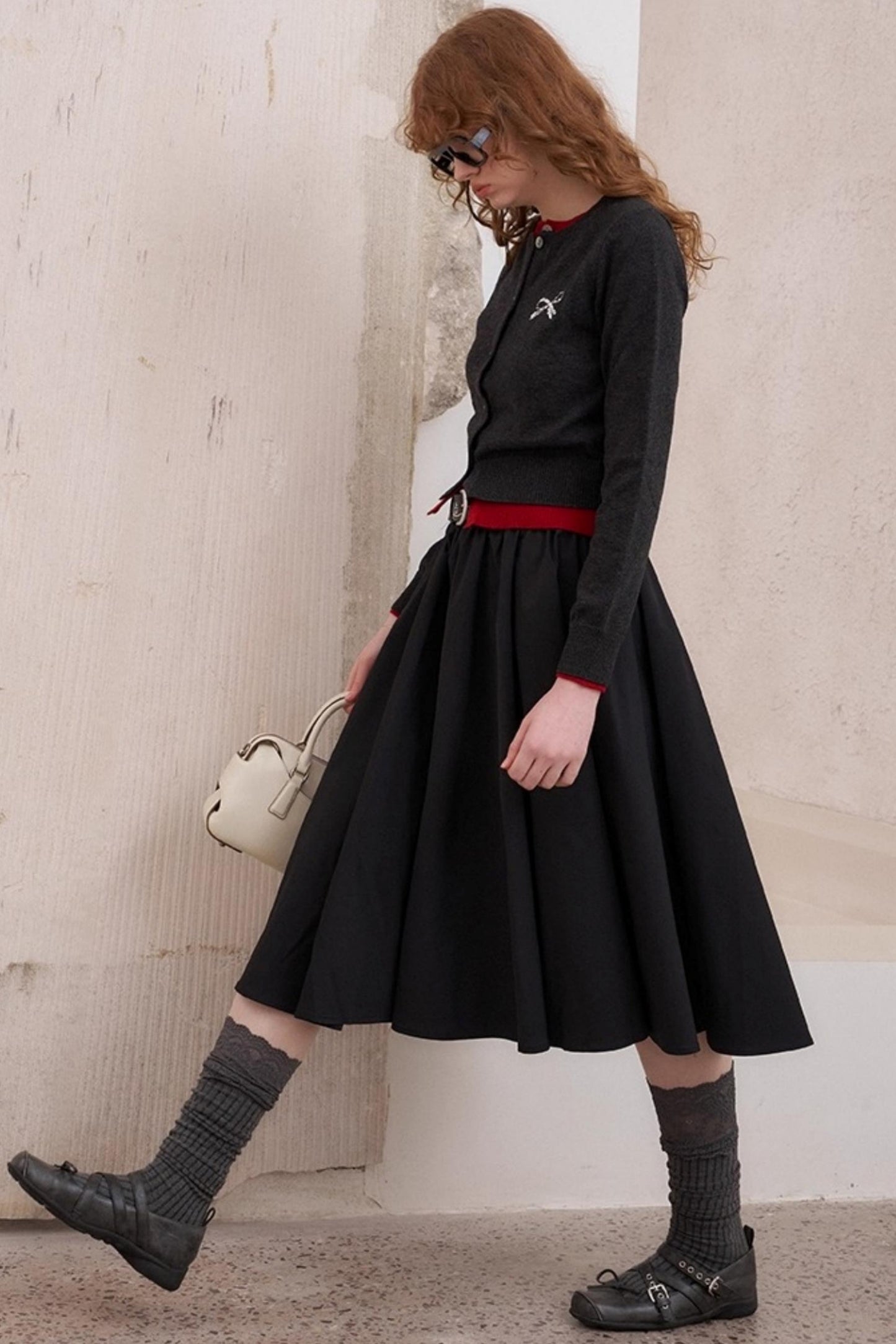 Elegant Pleated Midi Length Skirt