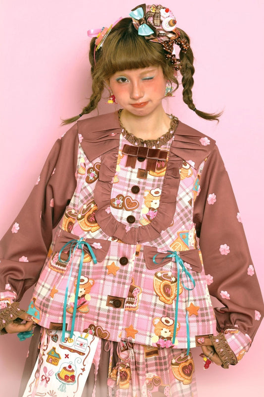Cream Plaid Vintage Doll Feel Sweater
