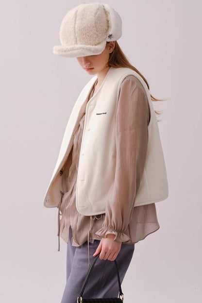 Reversible Floral Embroidered Vest Jacket