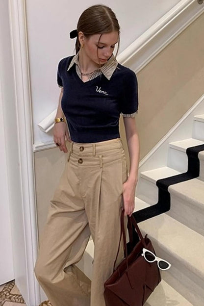 High Waist Loose Straight Casual Pants