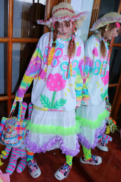Childlike Butterfly Print Sweater