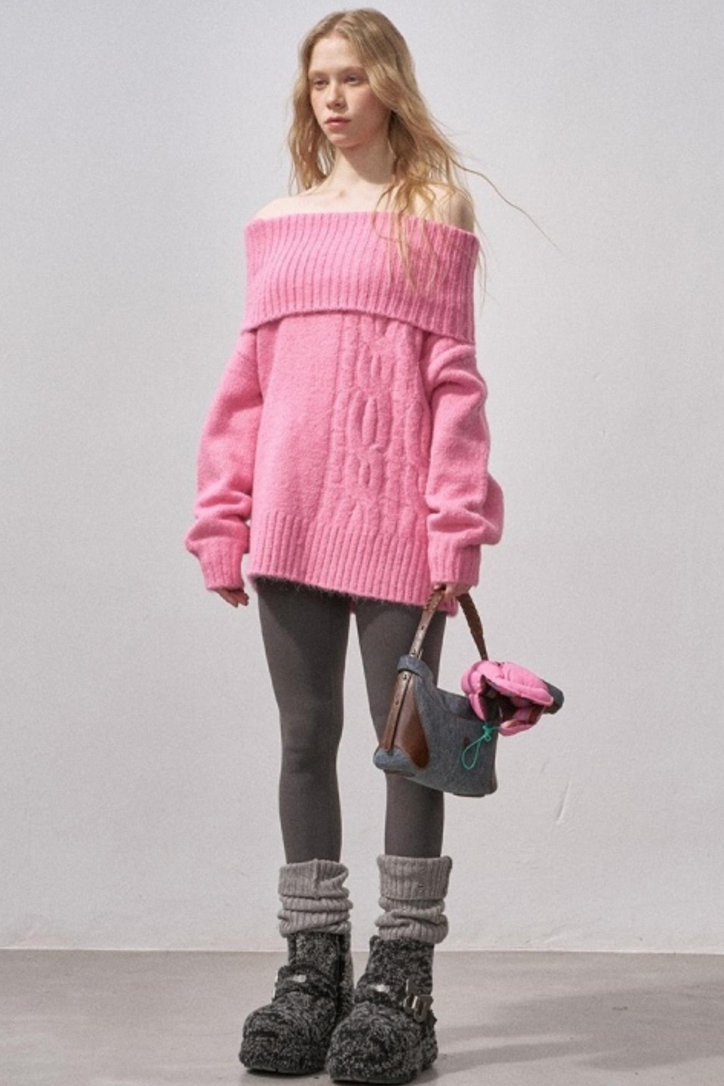 One-Shoulder Cable-Knit Sweater