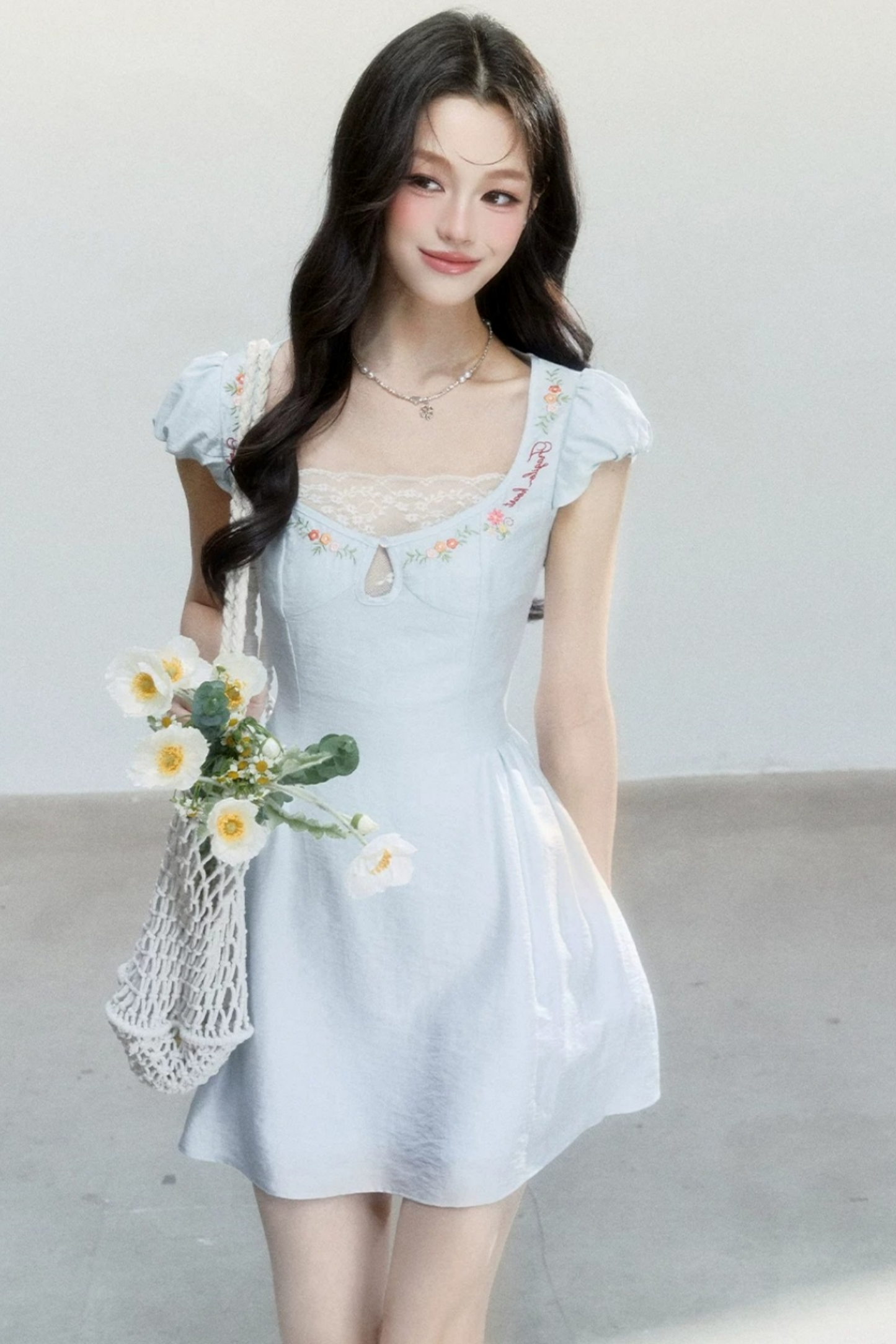 Summer Lace Embroidered Short Dress
