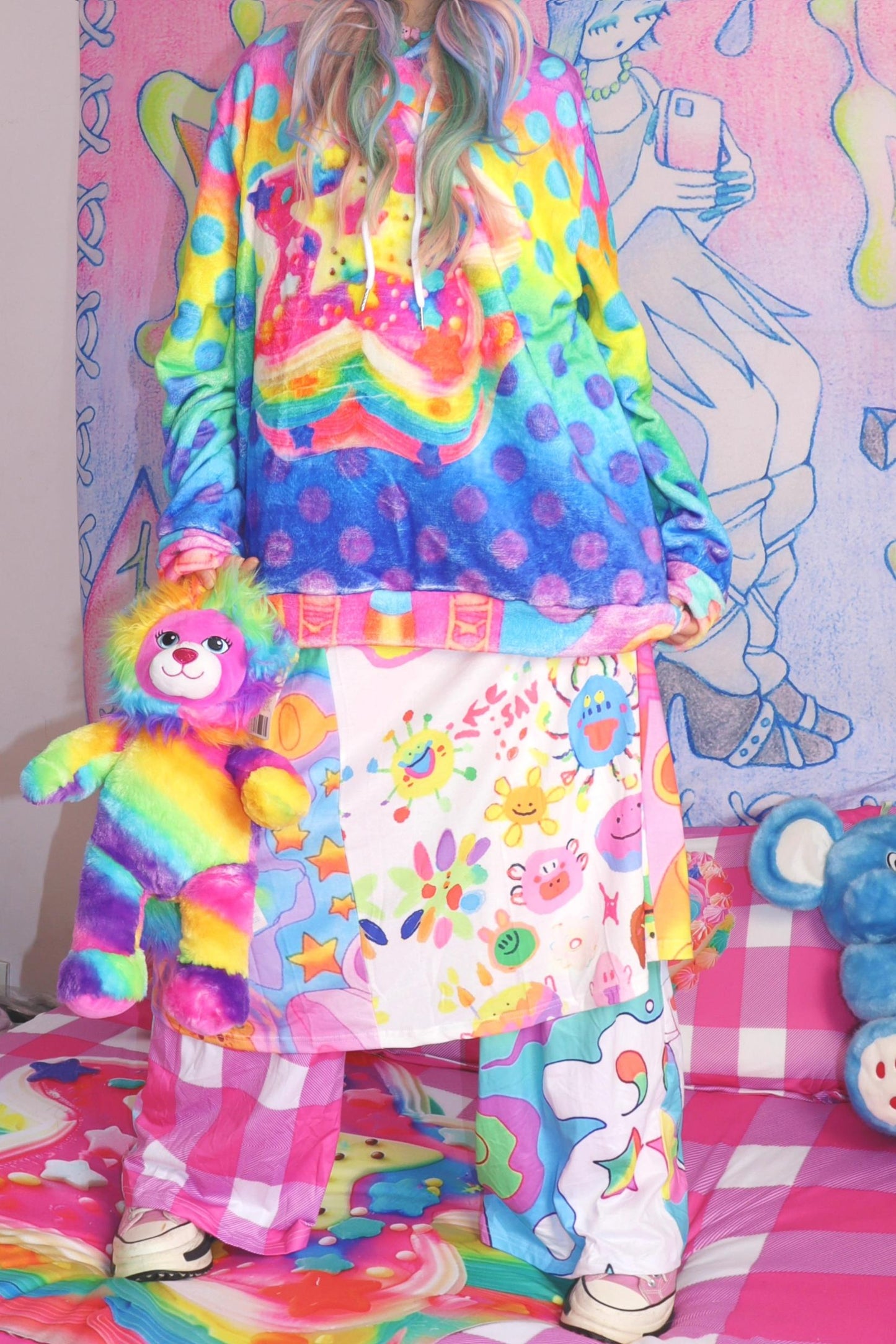 Colourful Polka Dot Hooded Sweatshirt