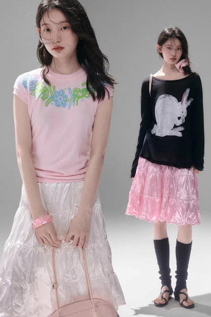 Sparkling Pearlescent Satin Skirt