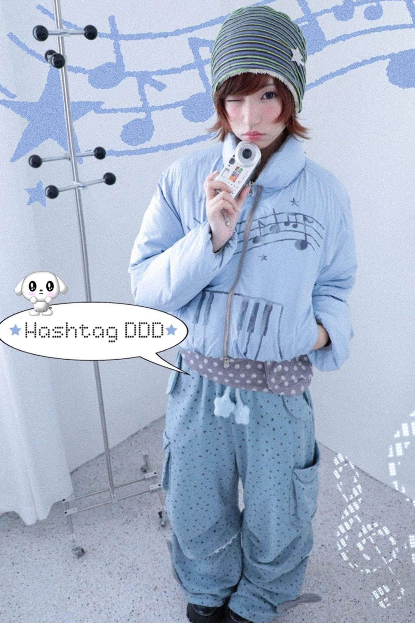 Dreamcore Blue Gray Reversible Padded Jacket