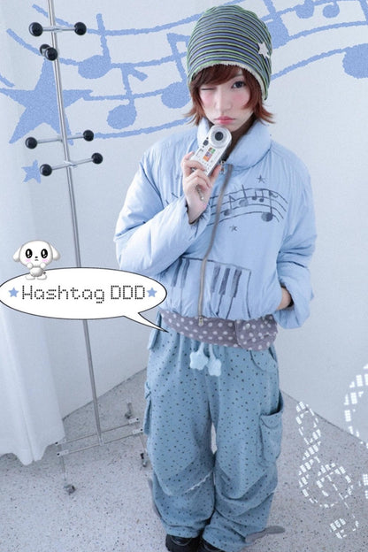 Dreamcore Blue Gray Reversible Padded Jacket