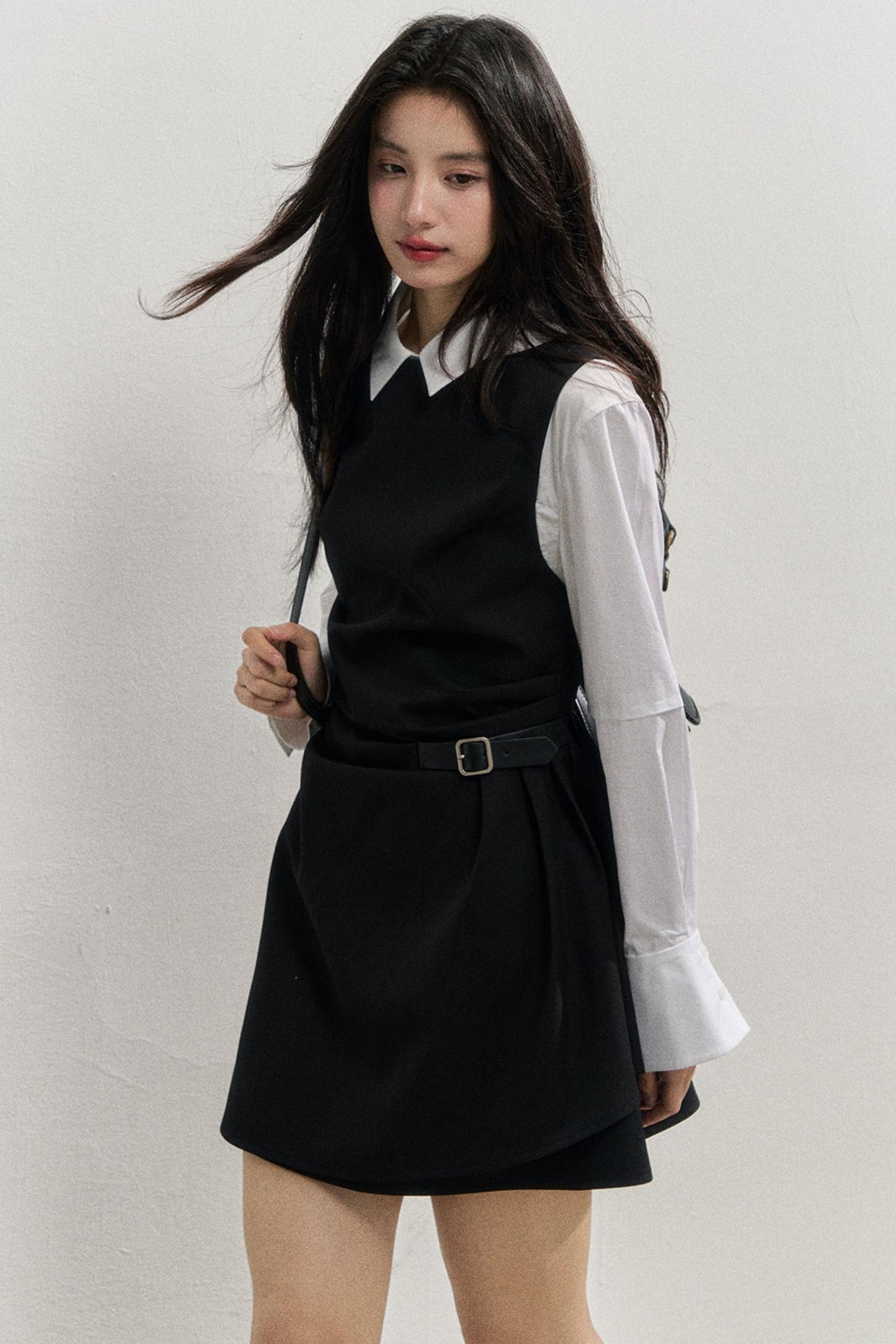 SunsetPark Plaid Leather Buckle Dress