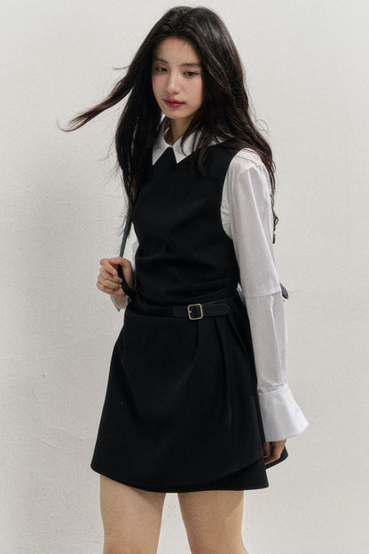 SunsetPark Plaid Leather Buckle Dress