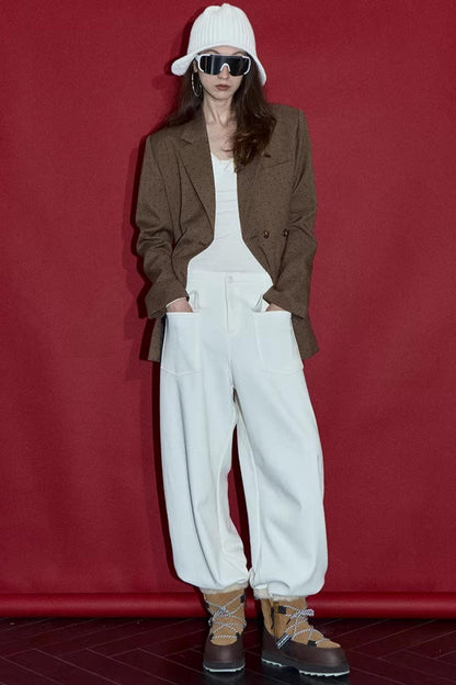 Warm Fleece Wide-Leg Pants