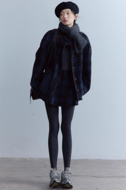 Scottish Plaid A-Hem Woolen Skirt