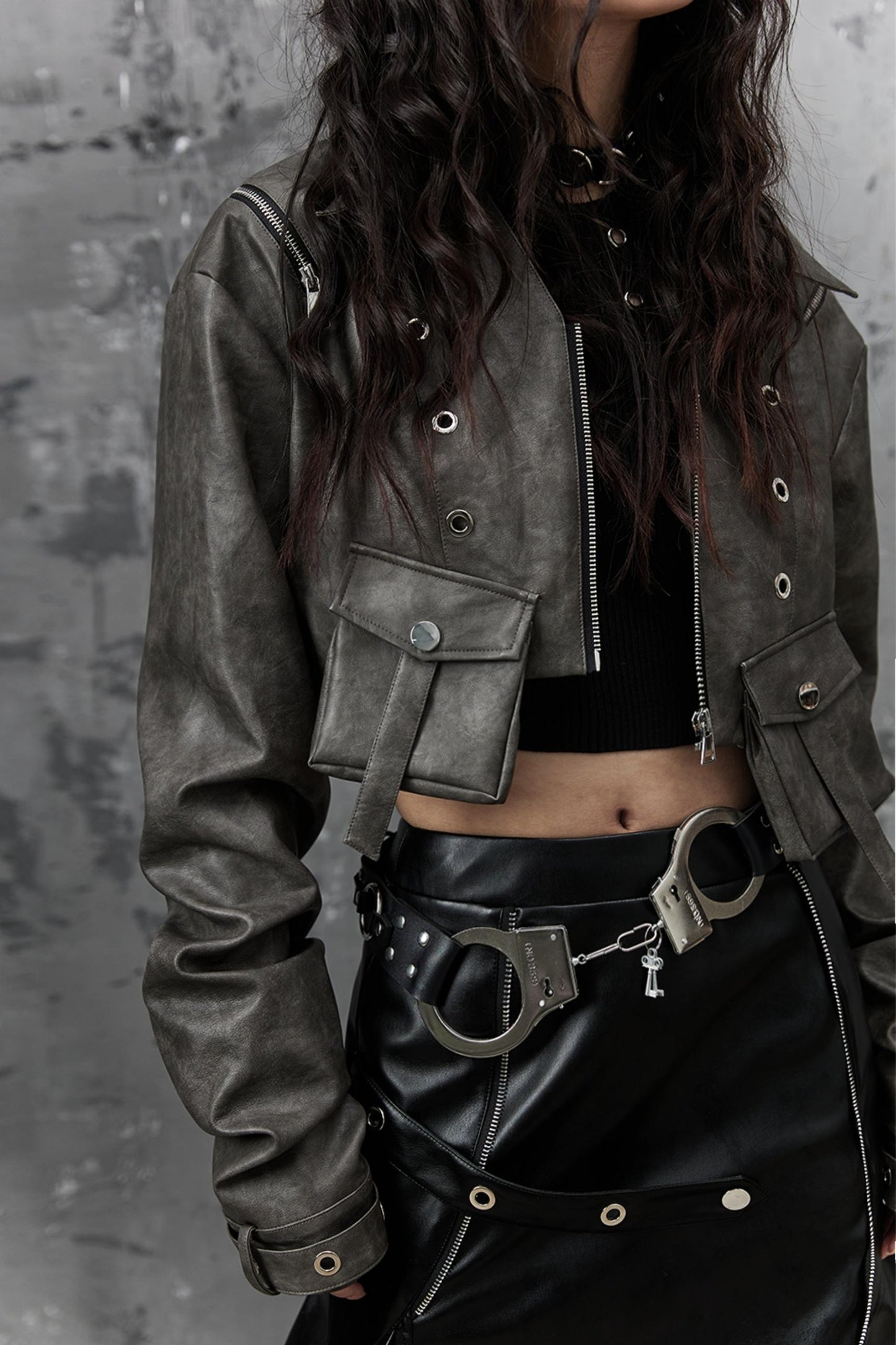 Vintage Distressed Punk Leather Jacket