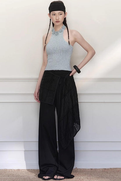 White Lace Wide-Leg Pants