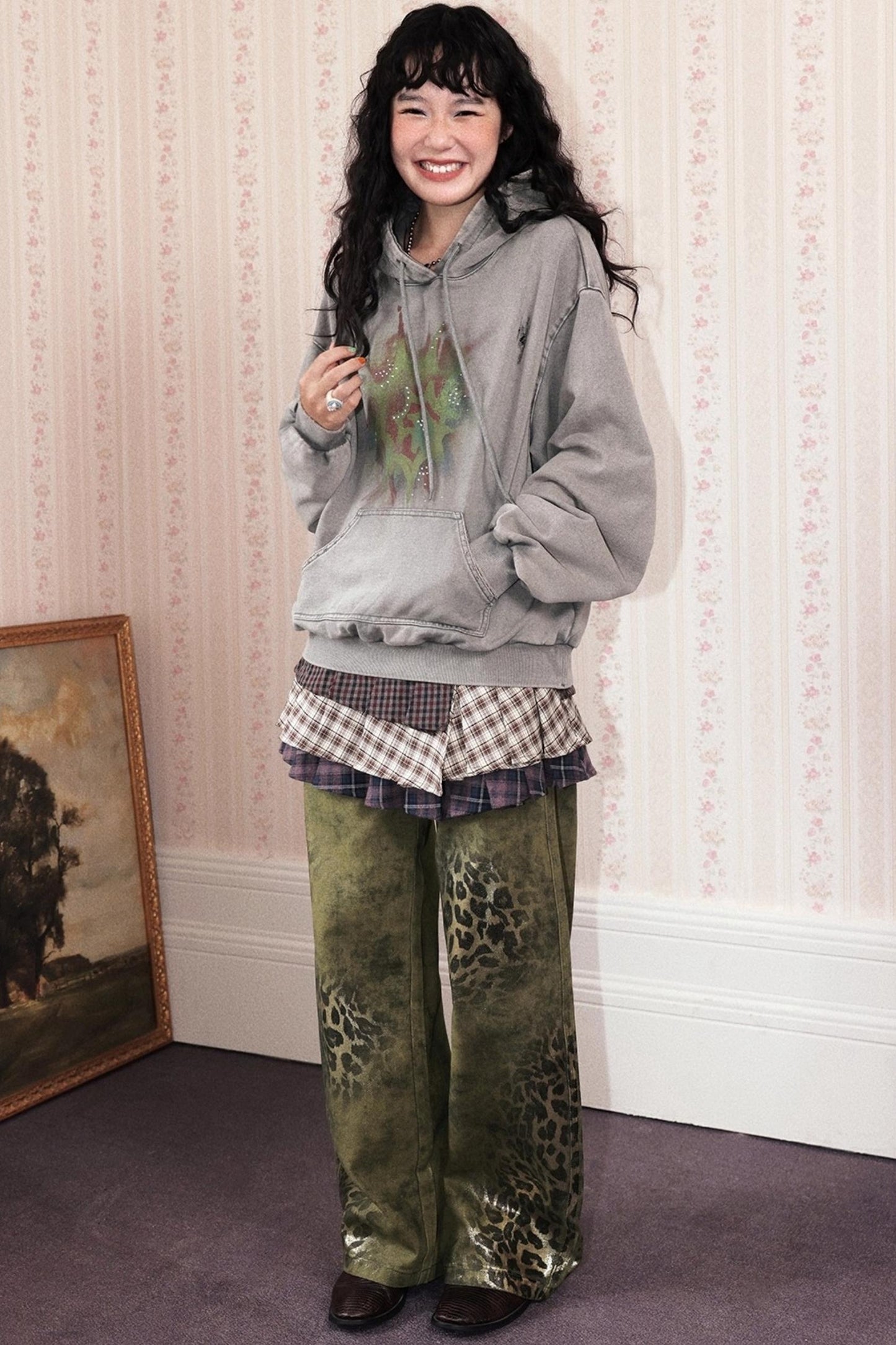 Low Tide Mark Print Hooded Top