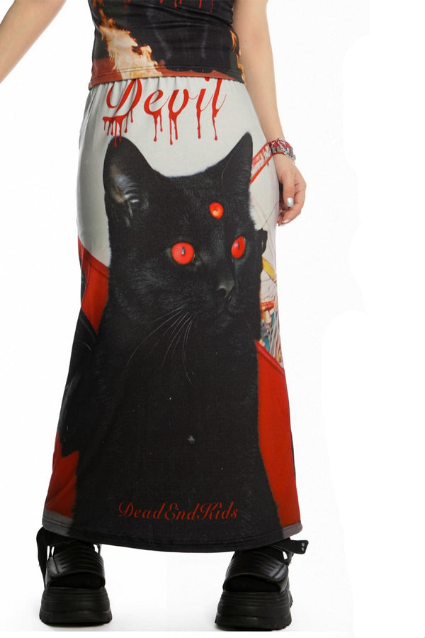 Reversible Print Stretch Casual Maxi Skirt