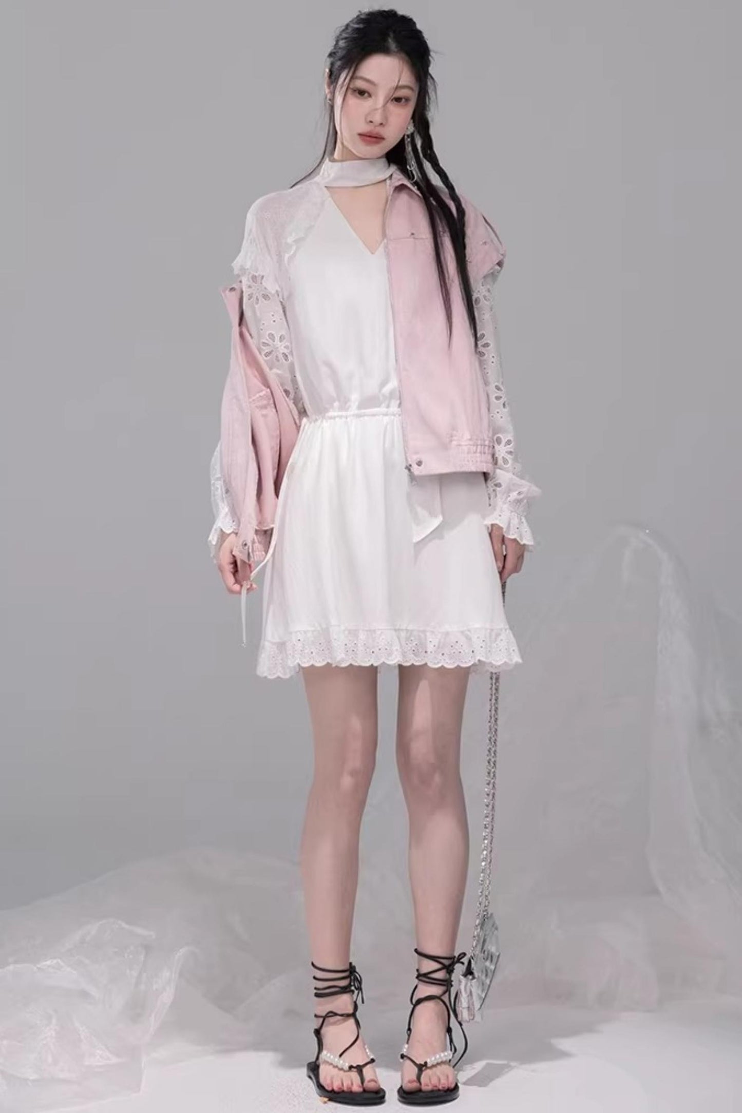 Fog Pink Denim Vest Jacket