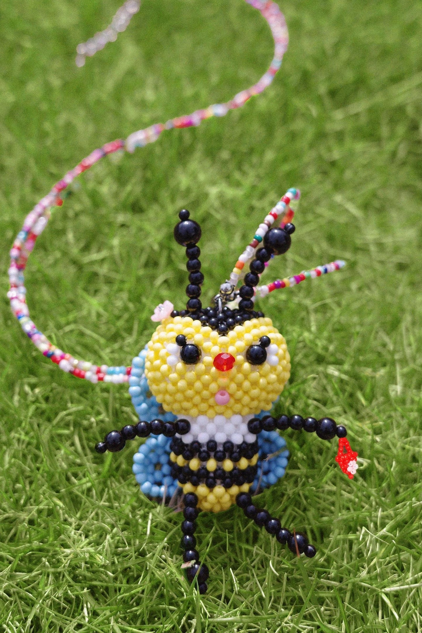 Yellow Beaded Bee Necklace