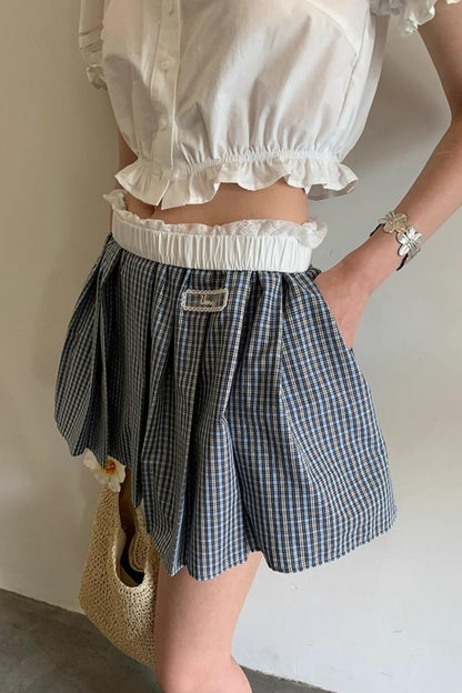 Blue Lace A-Line Skirt