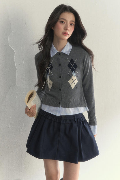 Vintage Rhombus Knit Sweater Top