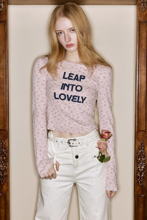 Pink Floral Slim-Fit Sweater