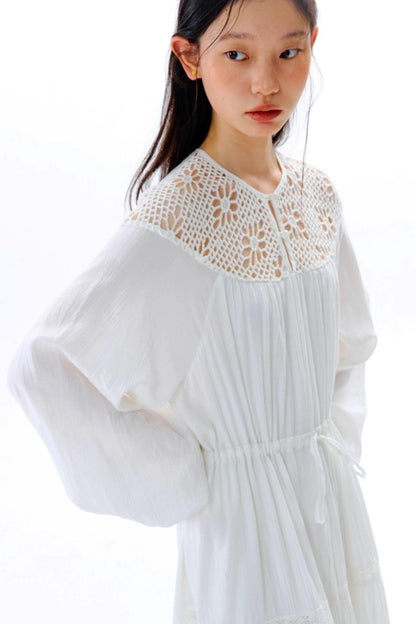 Dream Catcher Lace Panel Long-Sleeved Dress