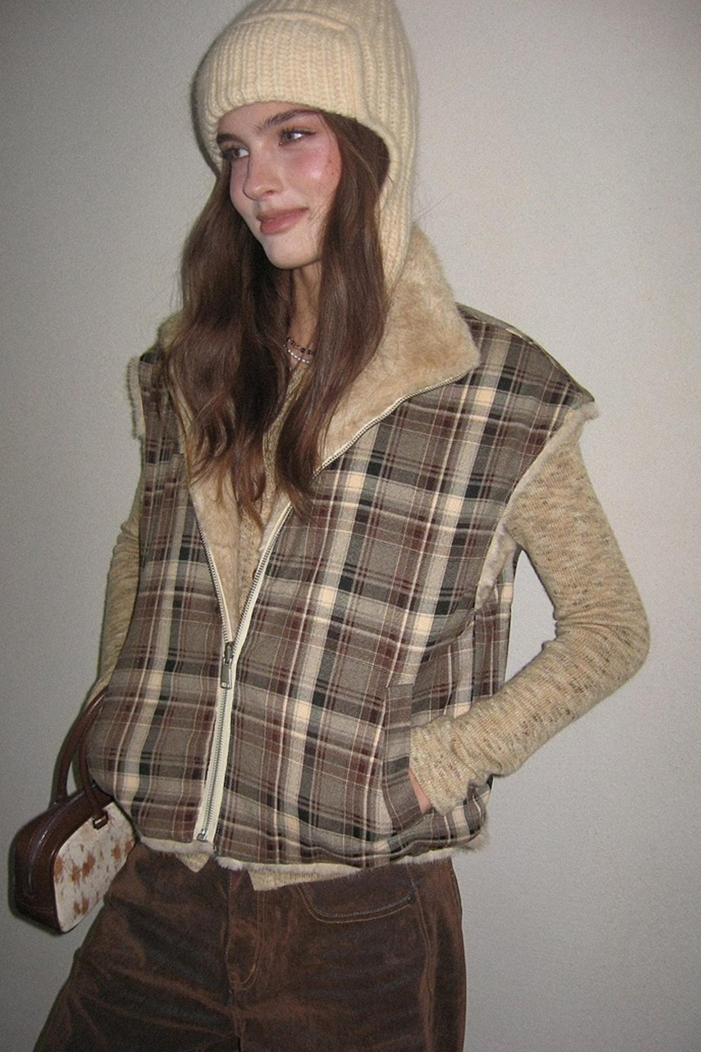 Stand-Up Collar Reversible Fur Vest