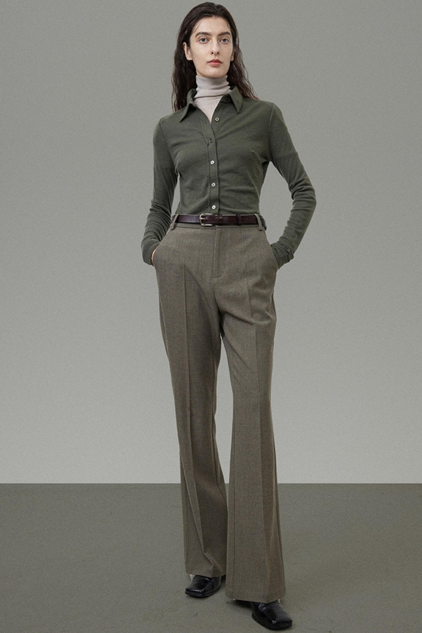 High-Waist Bootcut Suit Pants