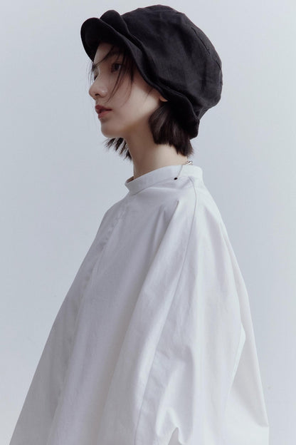 Silhouette Sleeves Cotton Shirt