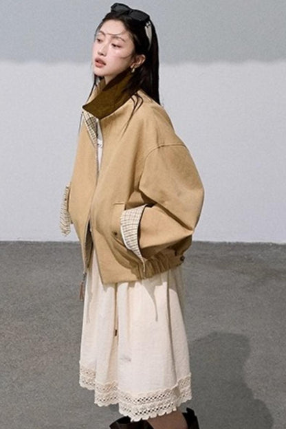 Cotton Blend Lace A-Line Skirt