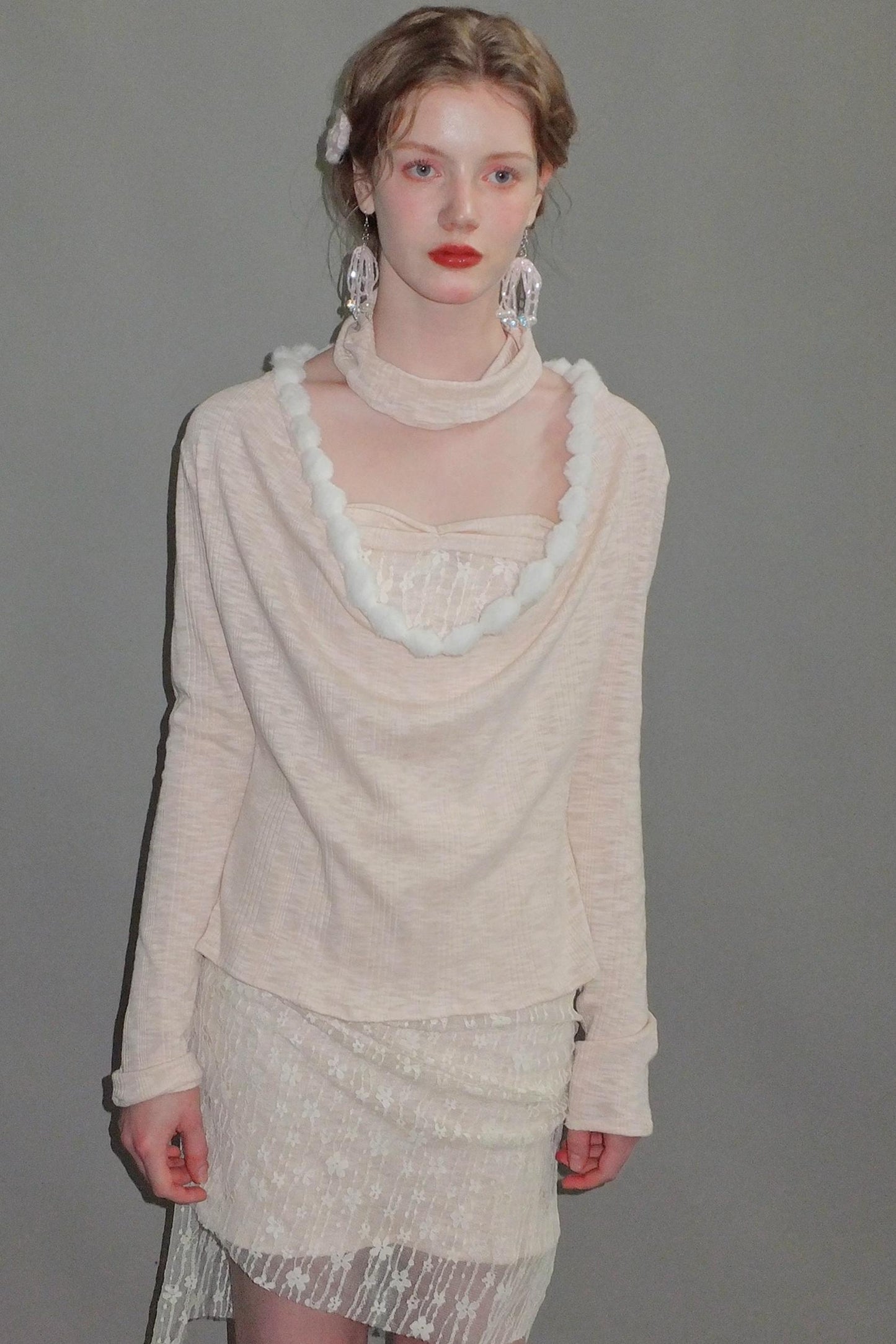 Pink Lace Polka Dot Top Set-Up