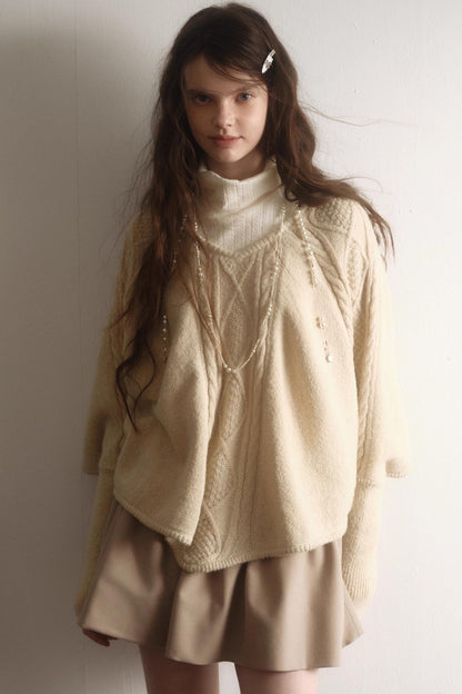 Light Purple Wool Batwing Sweater Set-Up