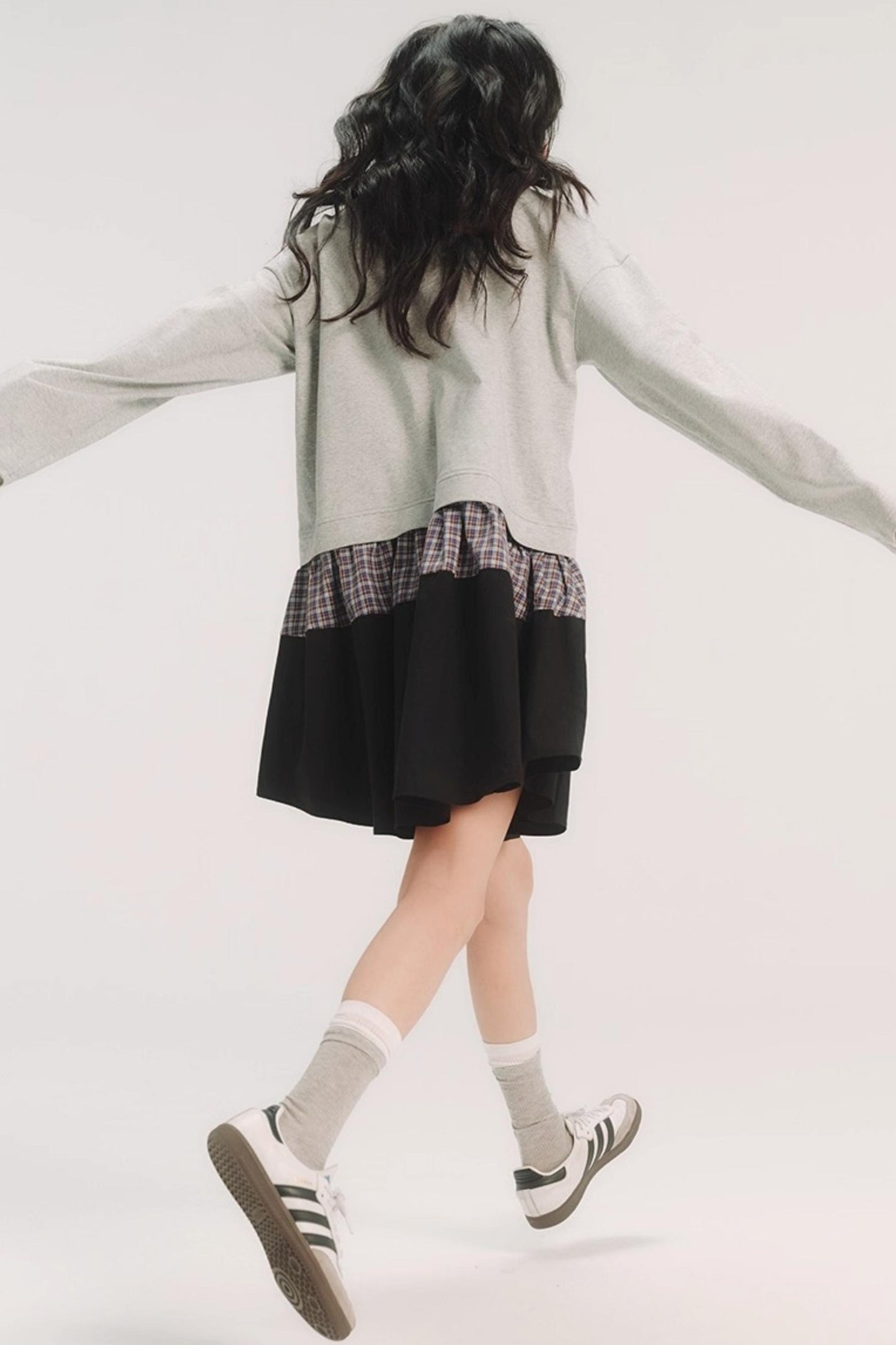 Check Fake Two-Piece Dress