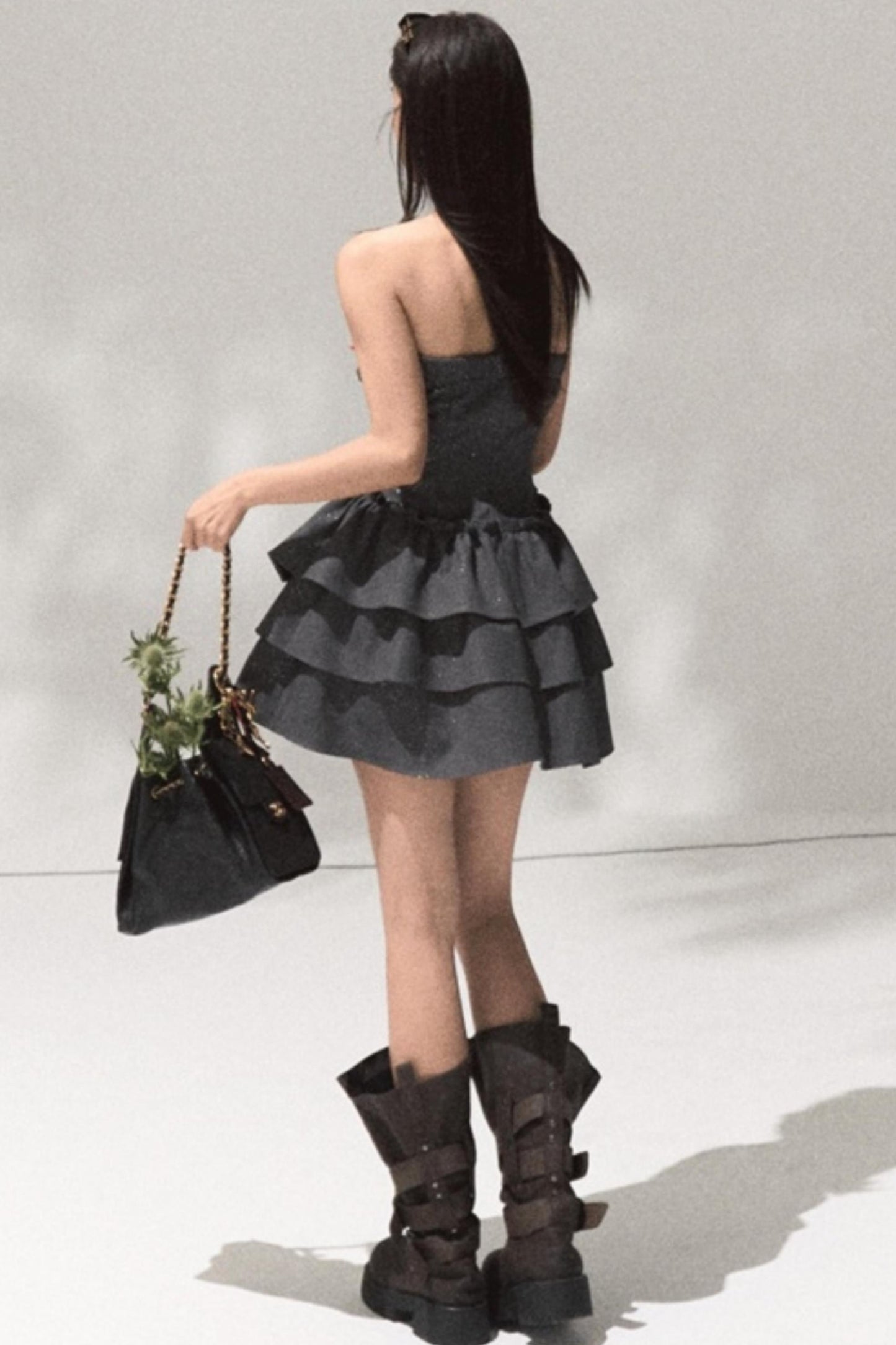 Lyocell Sequin A-Line Bandeau Waist Dress