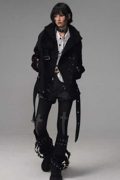 Dark Large Lapel Woolen Jacket