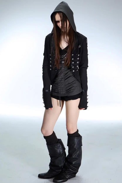 Metal Rivet Pleated Racerback Top