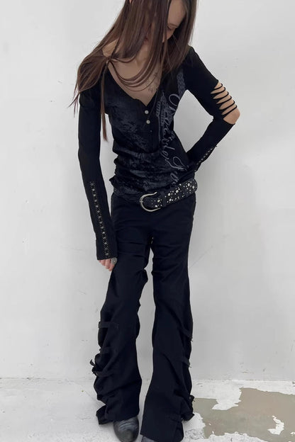 Retro Washed Cotton Trousers