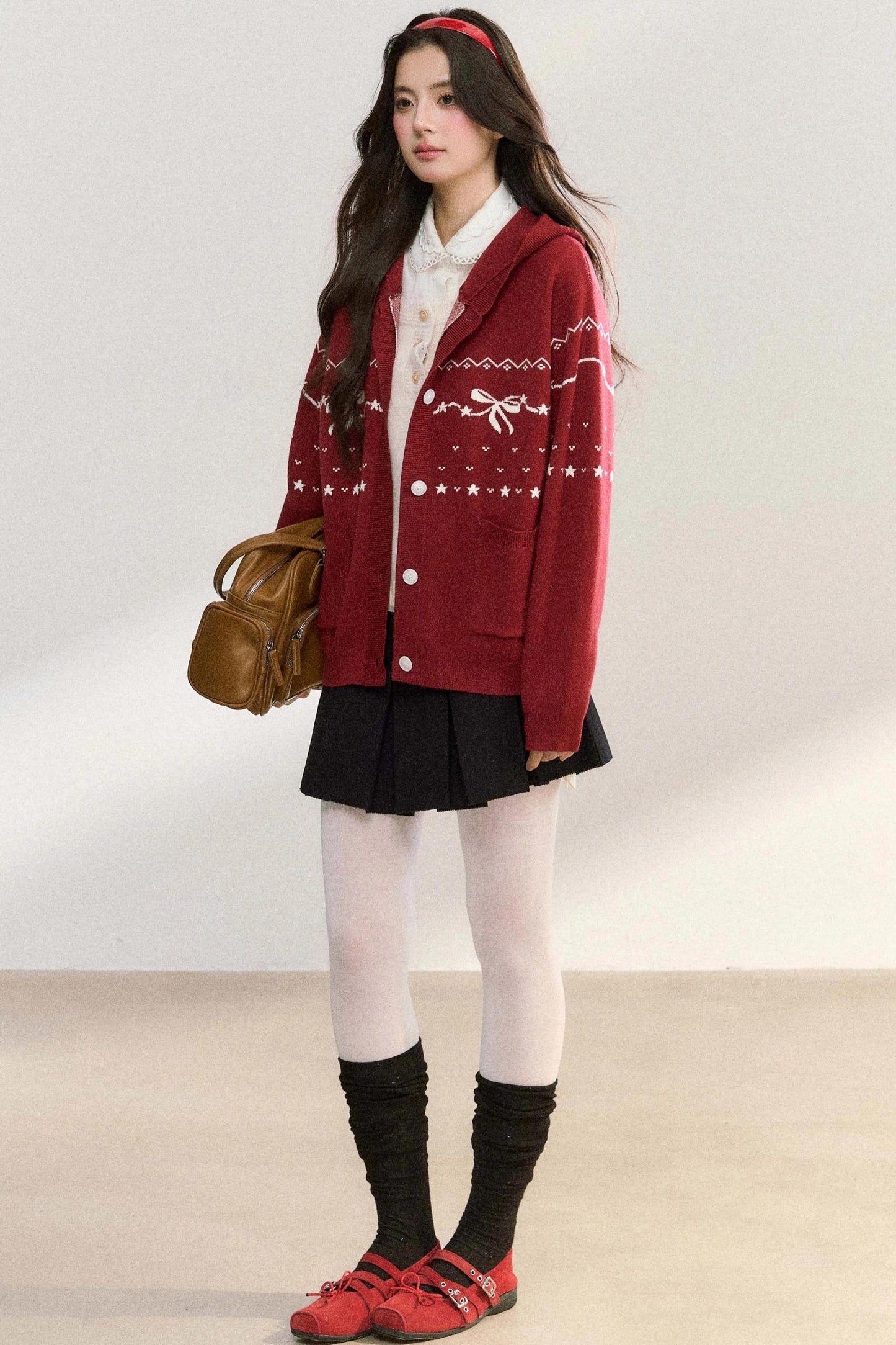 Fair Isle Hooded Knit Jacket