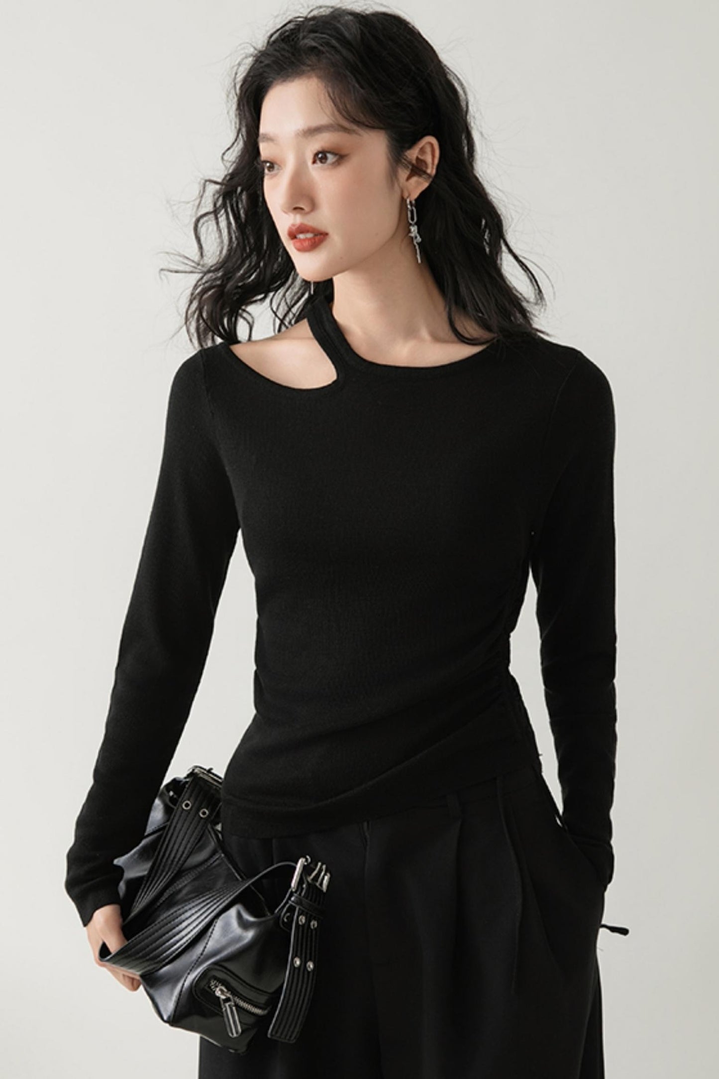 Drawstring Knitted Base Layer Top