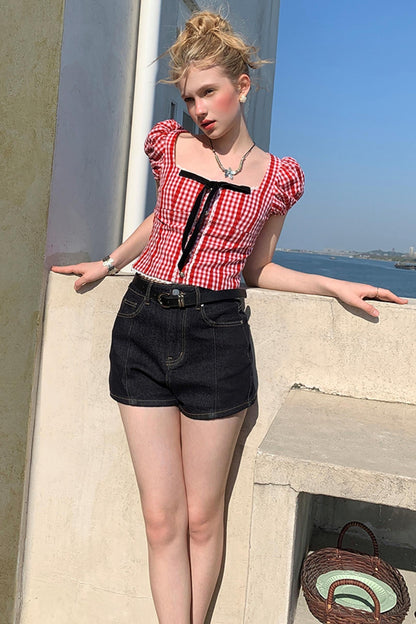 Pink Lace Bubble Sleeve Top