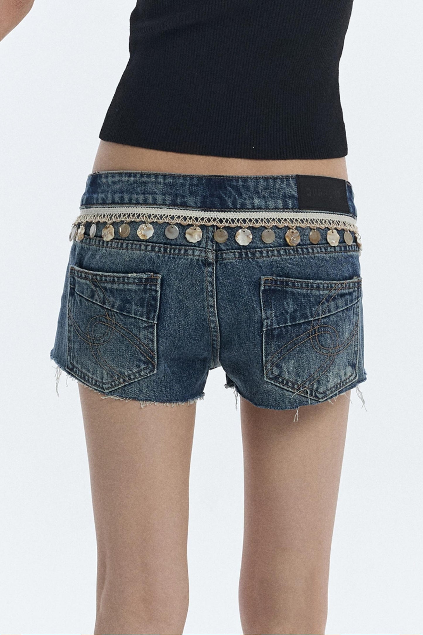 Jeansshorts im Wellenstil