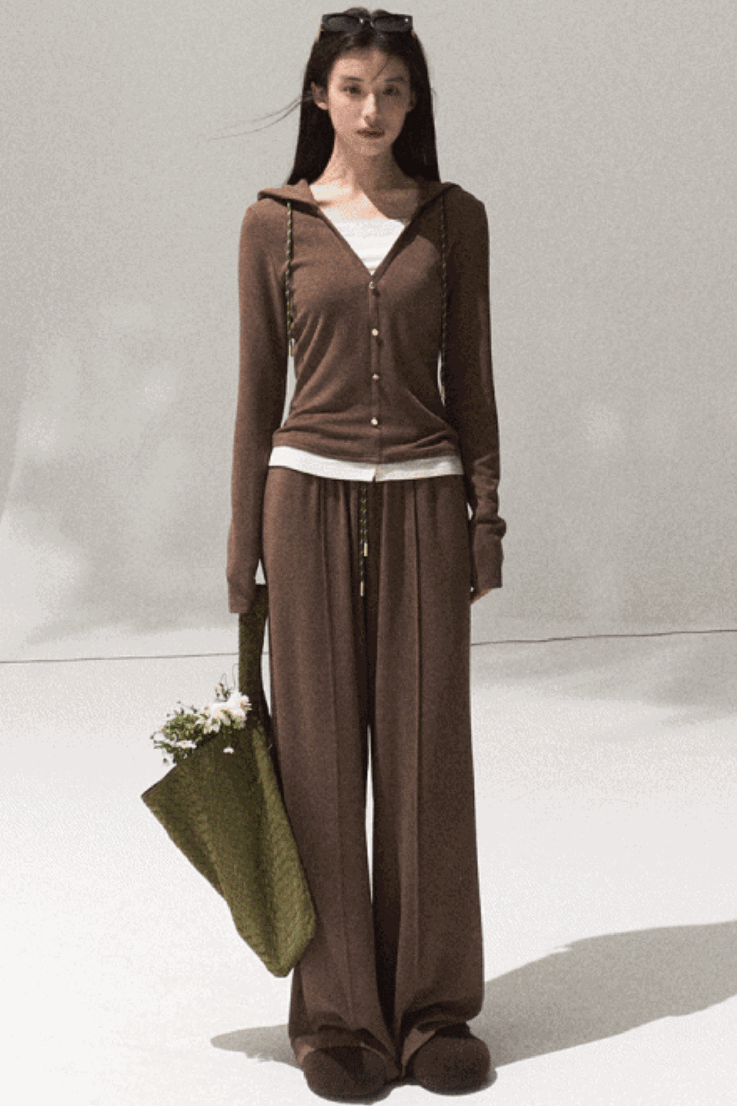 Tears Knit Top & Wide-Leg Pants Set-Up