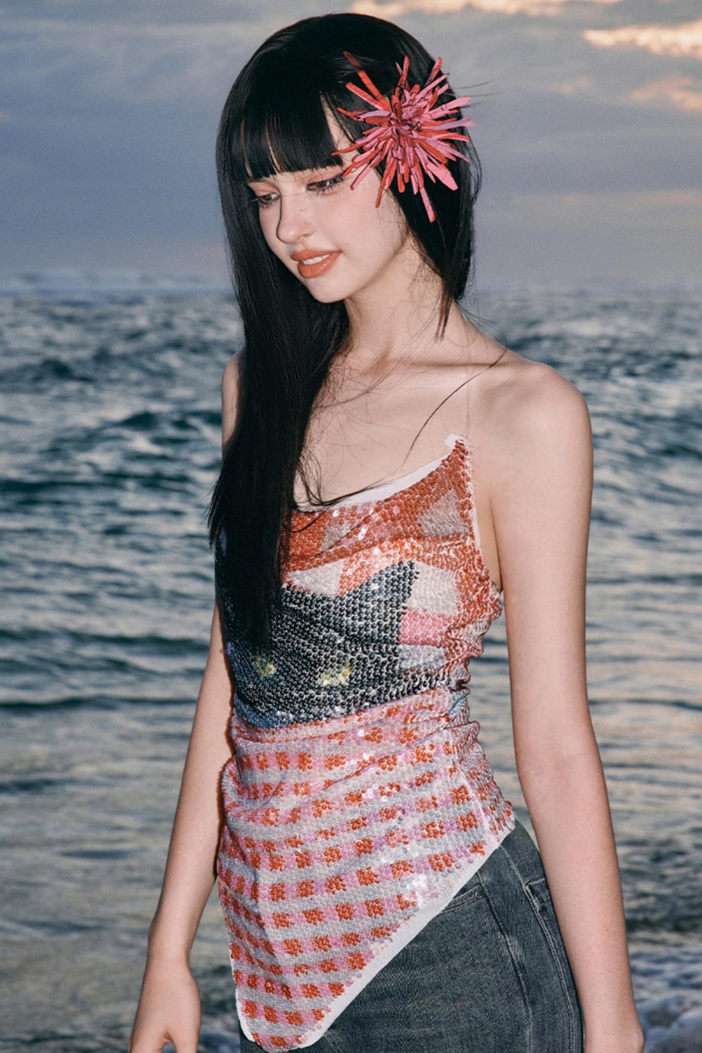 Summer Sparkling Floral Cami Top