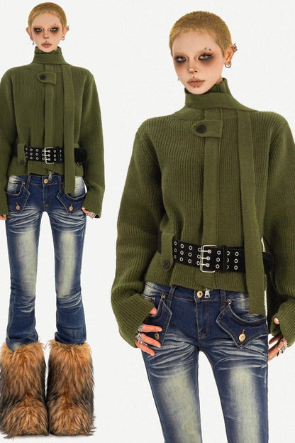 Retro Stand-Up Collar Cardigan