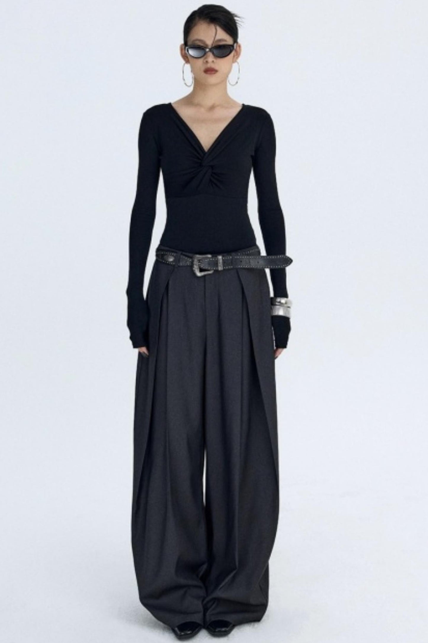 Pleated Dark Gray Scimitar Pants