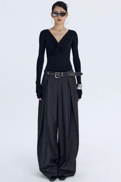 Pleated Dark Gray Scimitar Pants