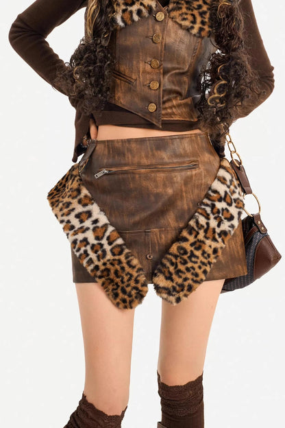Vintage Leopard Distressed Vest Jacket Set-Up