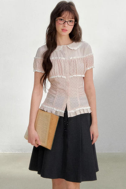 Cotton Linen Polka Dot Top