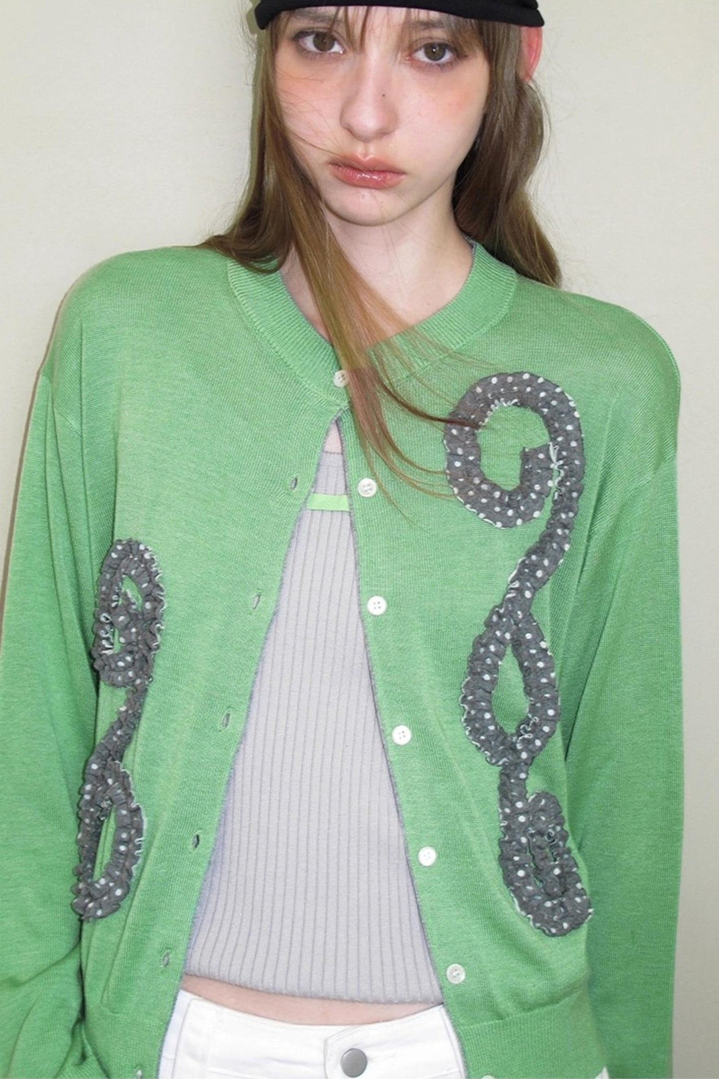 Emerald Pleated Knitwear Cardigan