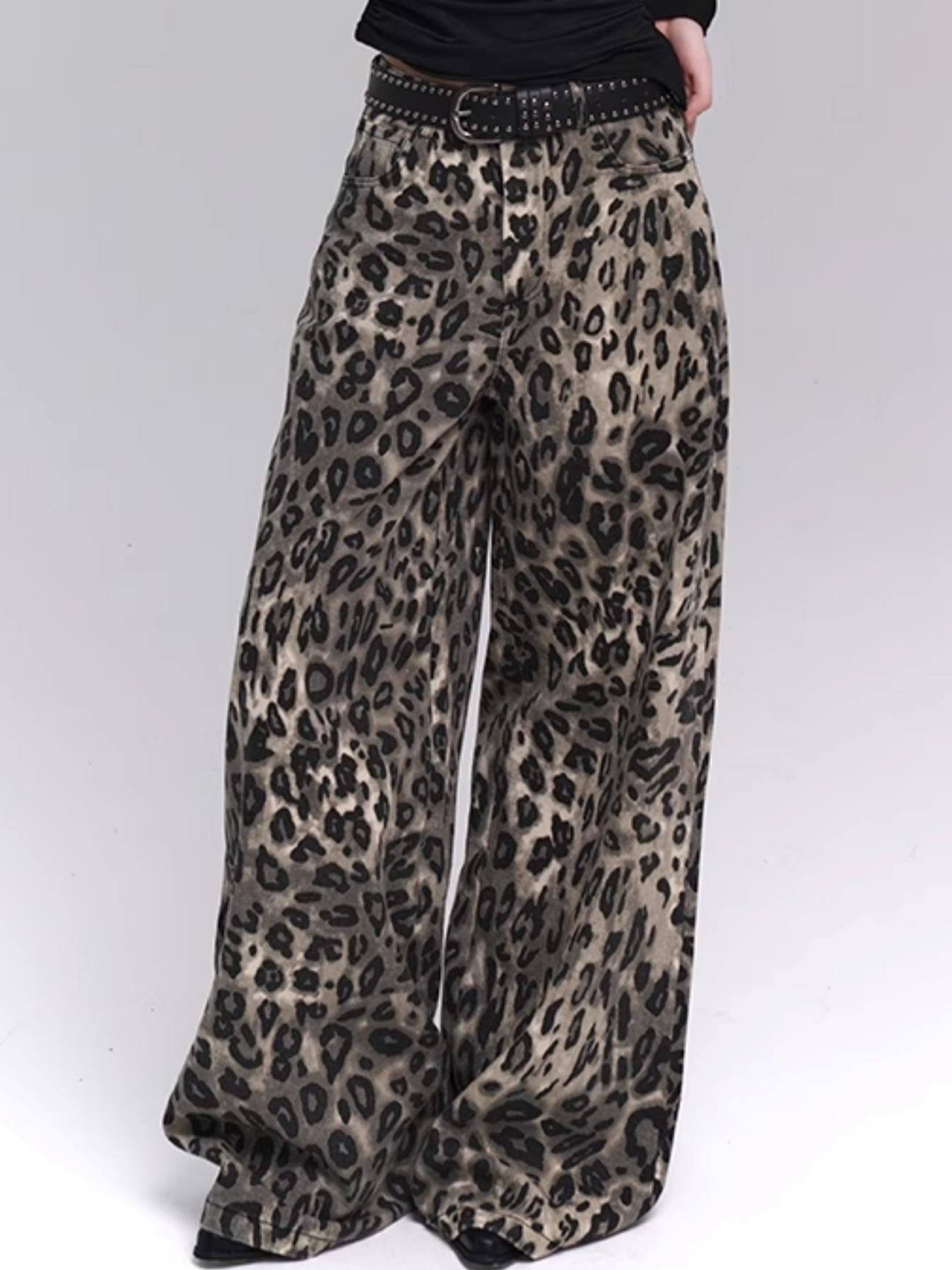 Leopard Print Wide-Leg Pants